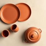 Combo Pack(2 Clay Plates, 2 Glasses, 1 Cooking pot)